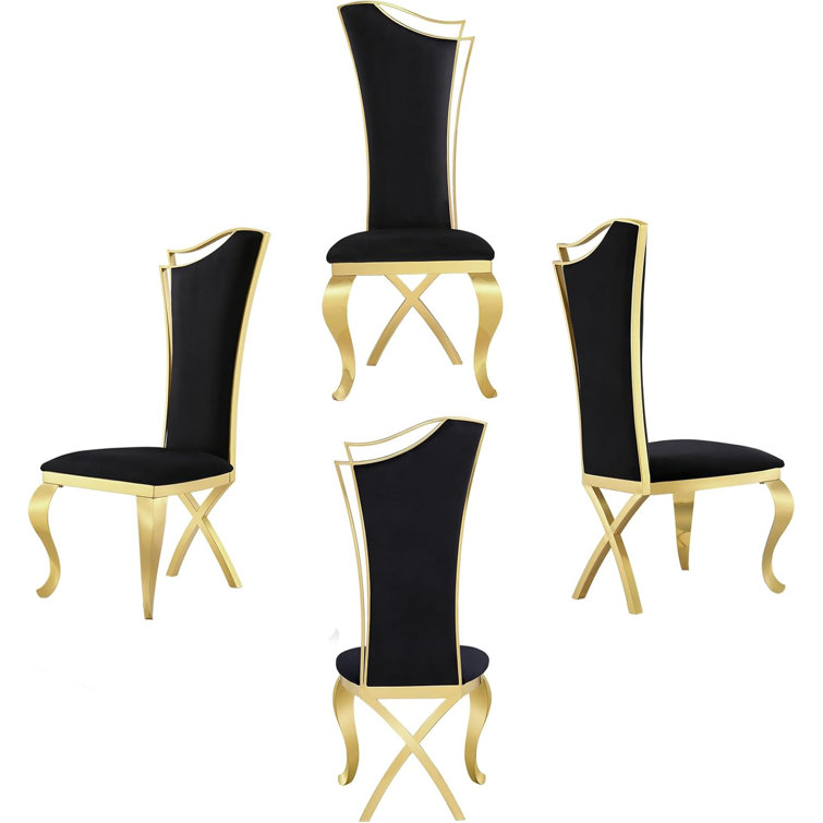 Everly Quinn Black Velvet Dining Room Chairs High Back Dining Chairs